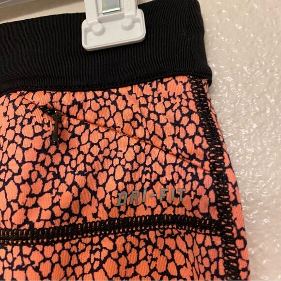 NIKE run relay compression Fit Womens Capri crop Training orange print legging S - Picture 5 of 10
